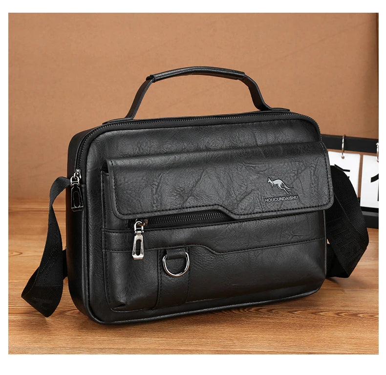 2024 New Men Crossbody Shoulder Bag For Husband Gift PU Leather Men Office Tote Business Messenger Side Bag Male Handbags