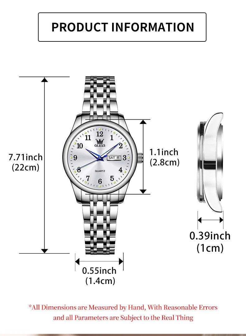 OLEVS Luxury Quartz Watch for Women Elegant Stainless Steel Women's Watches Gifts Waterproof Fashion Trend Simple Ladies Watch