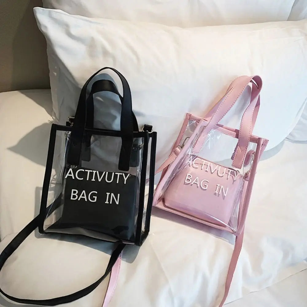 PVC Jelly Bag Women Transparent Handbags Summer Beach Clear Shoulder Bags Fashion Crossbody Bags