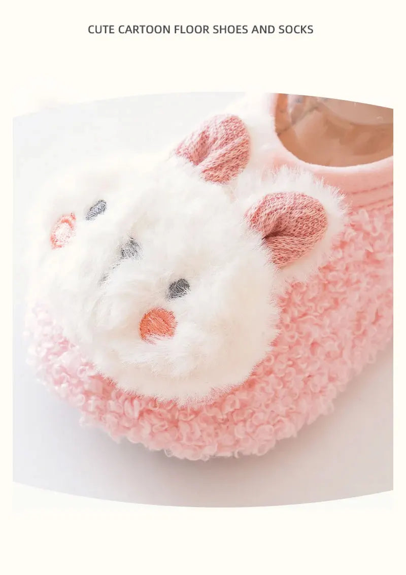 Non-slip Baby Floor Socks Cute Rabbit Pattern Newborn Winter Warm Slipper with Soft Sole Infant Toddler Walking Socks Shoe