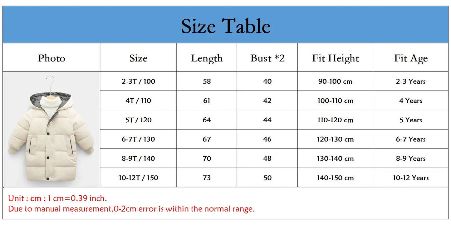 2-12Y Russian Kids Children's Down Outerwear Winter Clothes Teen Boys Girls Cotton-Padded Parka Coats Thicken Warm Long Jackets