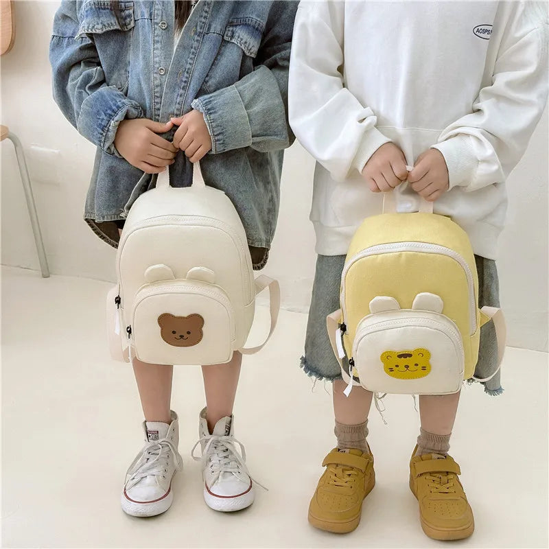 Korean Canvas Kids Backpack Kawaii Children's Handbags for Girl Kindergarten Boy Schoolbag Cartoon Bear Bunny Toddler Bag 2023