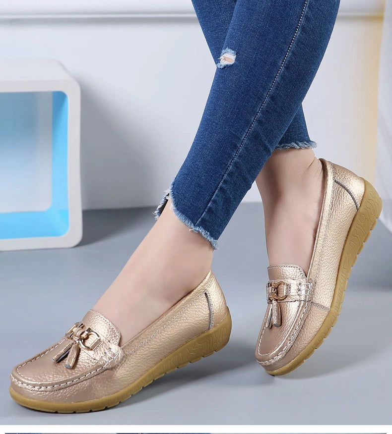 Women Flats Leather Woman Casual Shoes outdoors Slip-on Loafers Female Boat Shoes Fashion Comfortable Ballet Flat Big Size