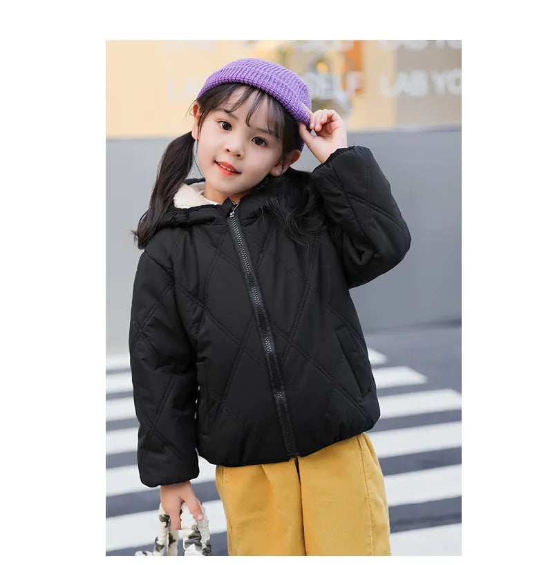 Baby Kids Thick Jacket For Girls Coats Winter Lamb Wool Plus Velvet Coats Toddler Children Outwear 1-6 Year Boys Cotton Jackets