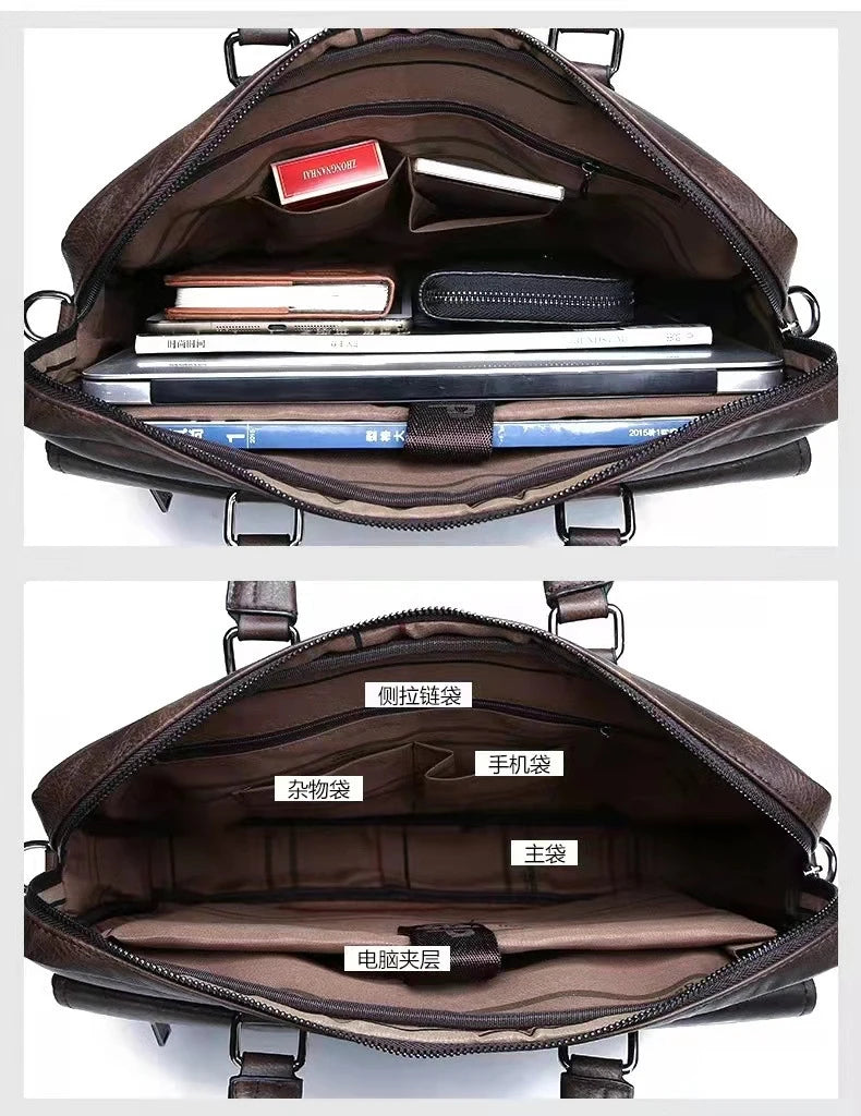 Luxury Brand Business Briefcase Men Leather Handbag For Man Messenger Shoulder Bag Office A4 Laptop Crossbody Bag MaleTote Bags