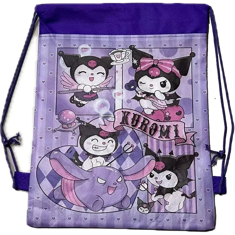 Sanrio Kuromi  Non-woven Fabric Drawstring Bag Backpack Kids Favor School Bags Party Supplies