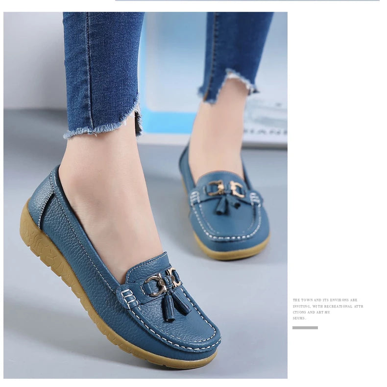 Women Flats Leather Woman Casual Shoes outdoors Slip-on Loafers Female Boat Shoes Fashion Comfortable Ballet Flat Big Size