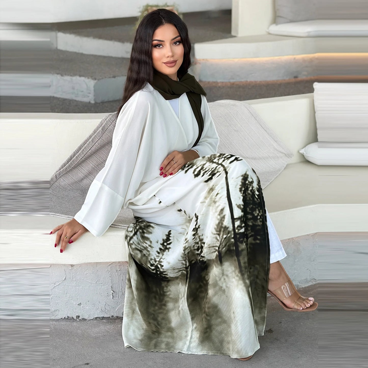 2024 Long Dress Party Evening Robe Abaya Women Muslim Moroccan Kaftan Print Abayas Ramadan Jalabiya Islam Dubai Women's Clothes