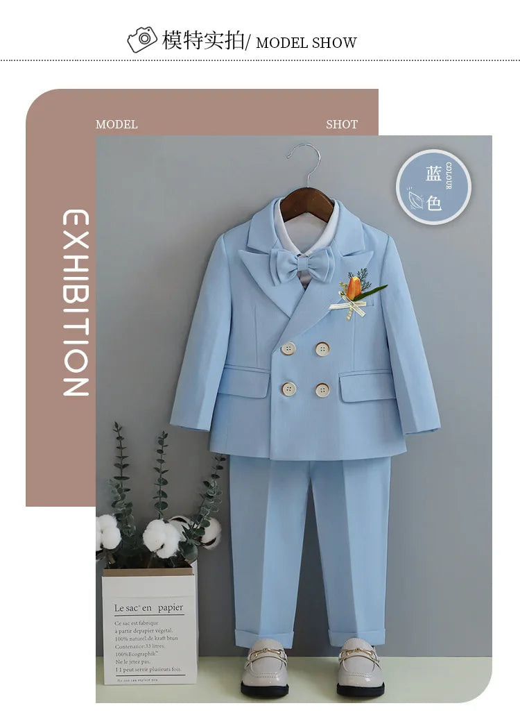 Little Boys Photography Suit Children Wedding Dress Kids Stage Performance Blazer Suit Baby Birthday Formal Ceremony Costume