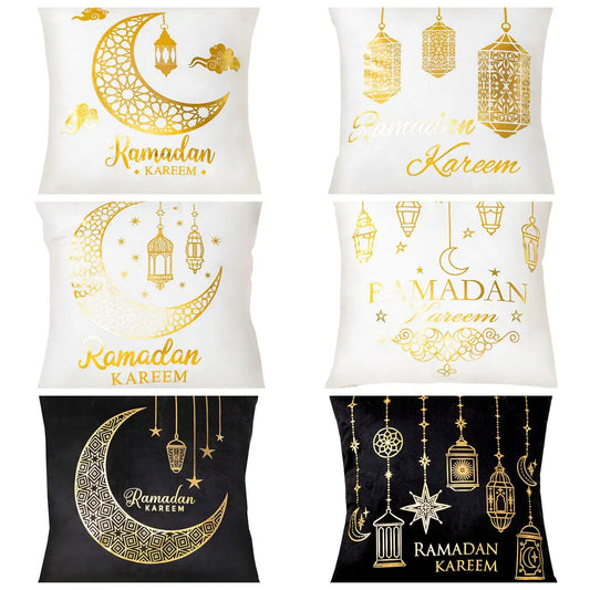 Eid Mubarak Cushion Cover Ramadan Decoration 2025 For Home Gold Foil Pillow Cover Ramadan Kareem Islamic Muslim Eid Al Adha Gift