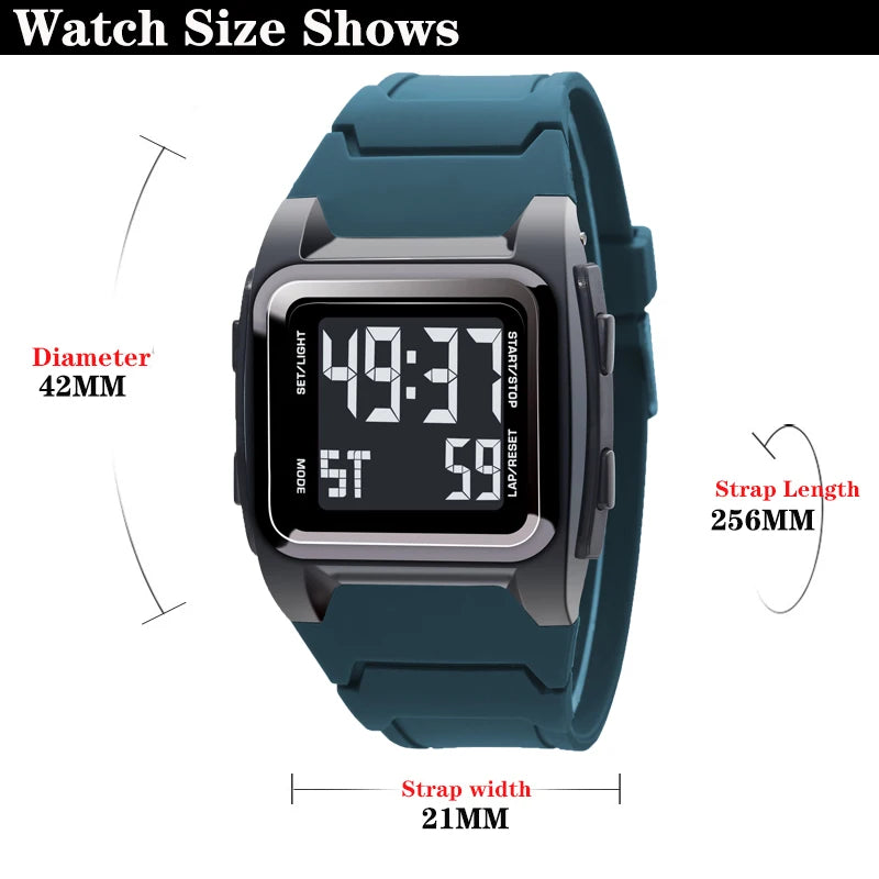 Men's Digital Watches Waterproof Men Sports Watch Luminous Multifunction Clock Outdoor Running Student Kids Fitness Wristwatch