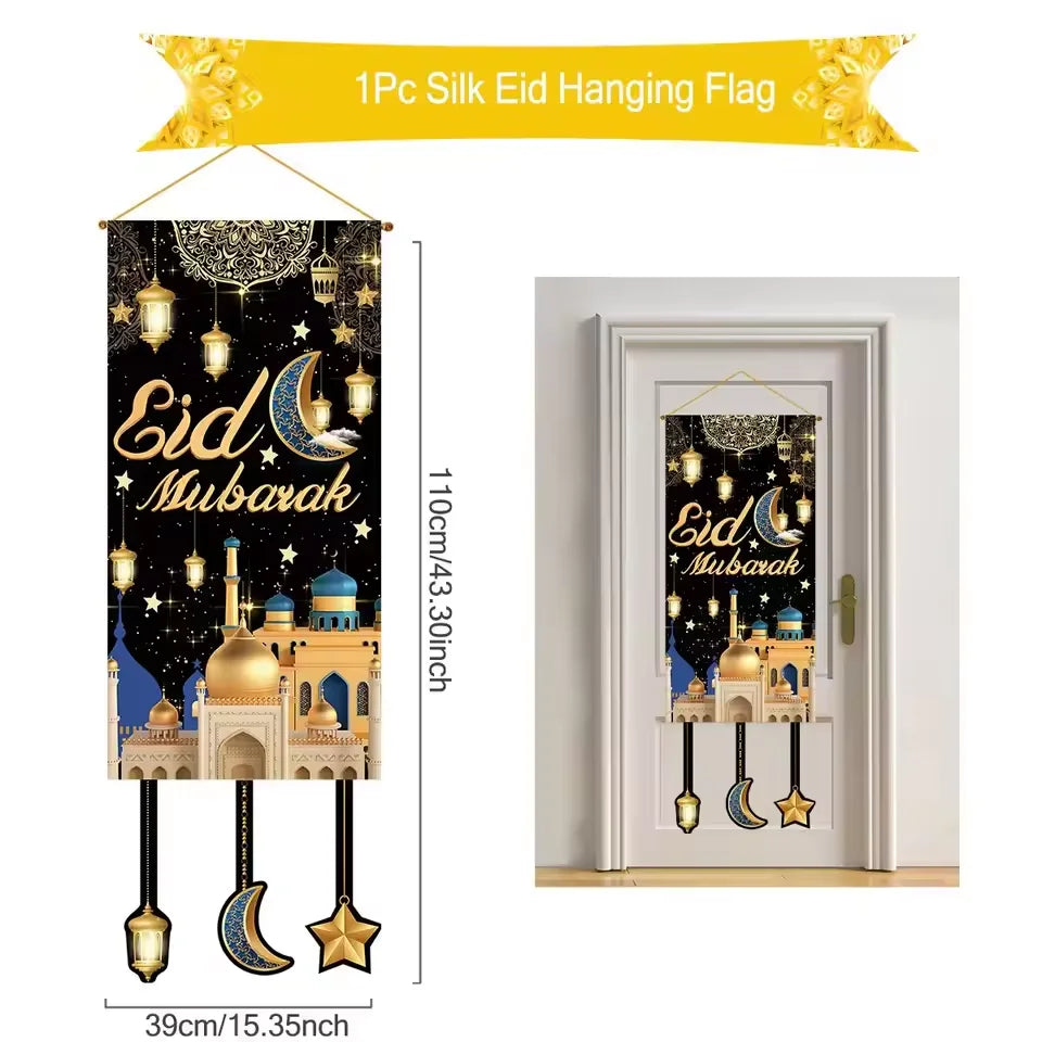 Ramadan Decoration Hanging Flag Eid Mubarak Decor 2025 for Home Islamic Muslim Party Decor Ramadan Kareem Eid Al-Fitr Gift