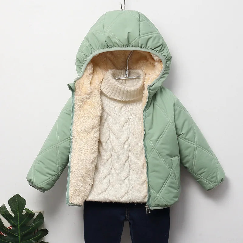 Baby Kids Thick Jacket For Girls Coats Winter Lamb Wool Plus Velvet Coats Toddler Children Outwear 1-6 Year Boys Cotton Jackets