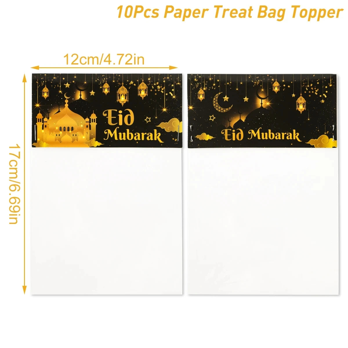 50pcs Eid Mubarak Gift Bags Plastic Bag Cookie Candy Ramadan Kareem Decoration 2024 Islamic Muslim Party Packaging Bag Pouch