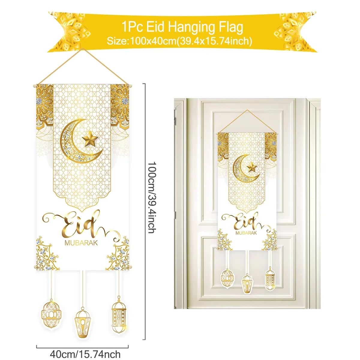 Ramadan Decoration Hanging Flag Eid Mubarak Decor 2025 for Home Islamic Muslim Party Decor Ramadan Kareem Eid Al-Fitr Gift