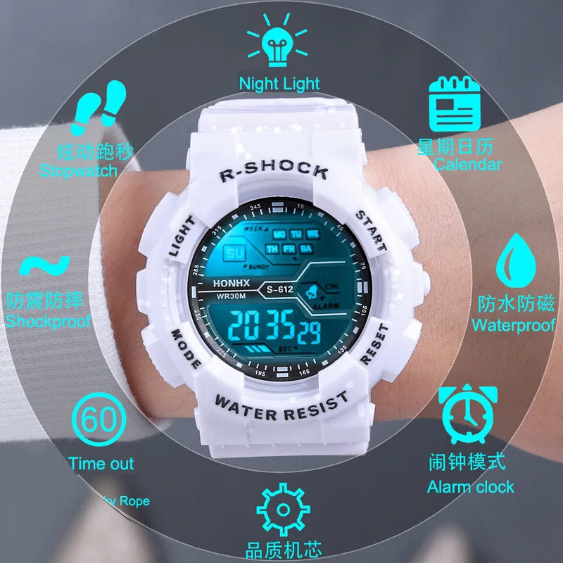 Men's Digital Electronic Watch Sports Glow 55mm Large Dial Watch Student Outdoor Adventure Trend Multifunctional Watches Clock