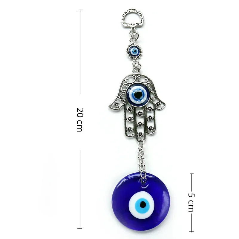 Turkish Blue Evil Eye Wall Hanging Pendant Amulet Lucky Charm Blessing Protection Gift Hamsa Hand Flower for Home Decoration