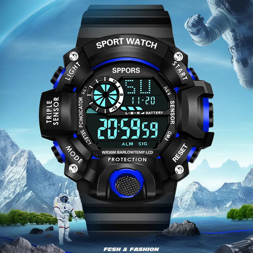 YIKAZE Men's LED Digital Watch Men Sport Watches Fitness Electronic Watch Multifunction Military Sports Watches Clock Kids Gifts