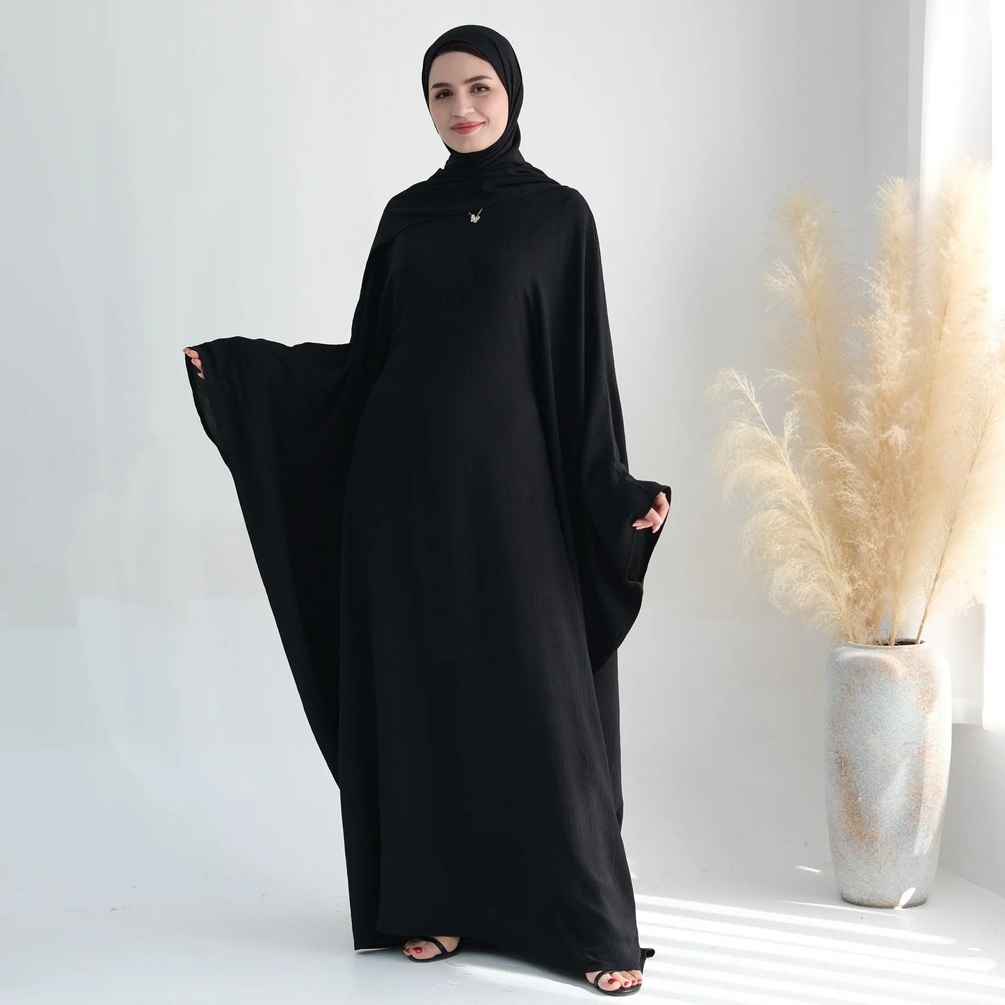 Eid Abaya for Women Butterfly Sleeve Muslim Hijab Dress Inside Belt Party Dresses Dubai Turkey Modest Ramadan Islamic Clothing