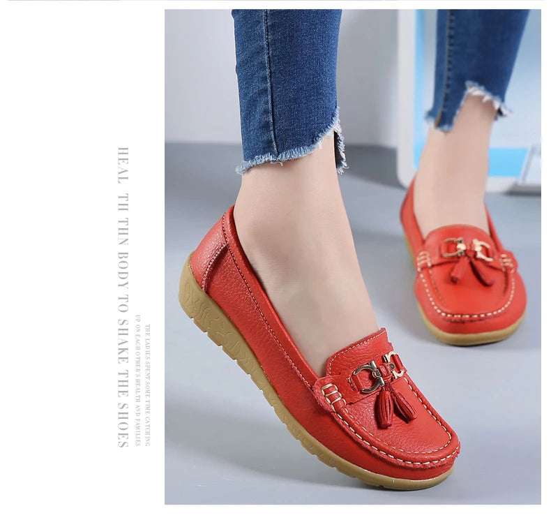 Women Flats Leather Woman Casual Shoes outdoors Slip-on Loafers Female Boat Shoes Fashion Comfortable Ballet Flat Big Size