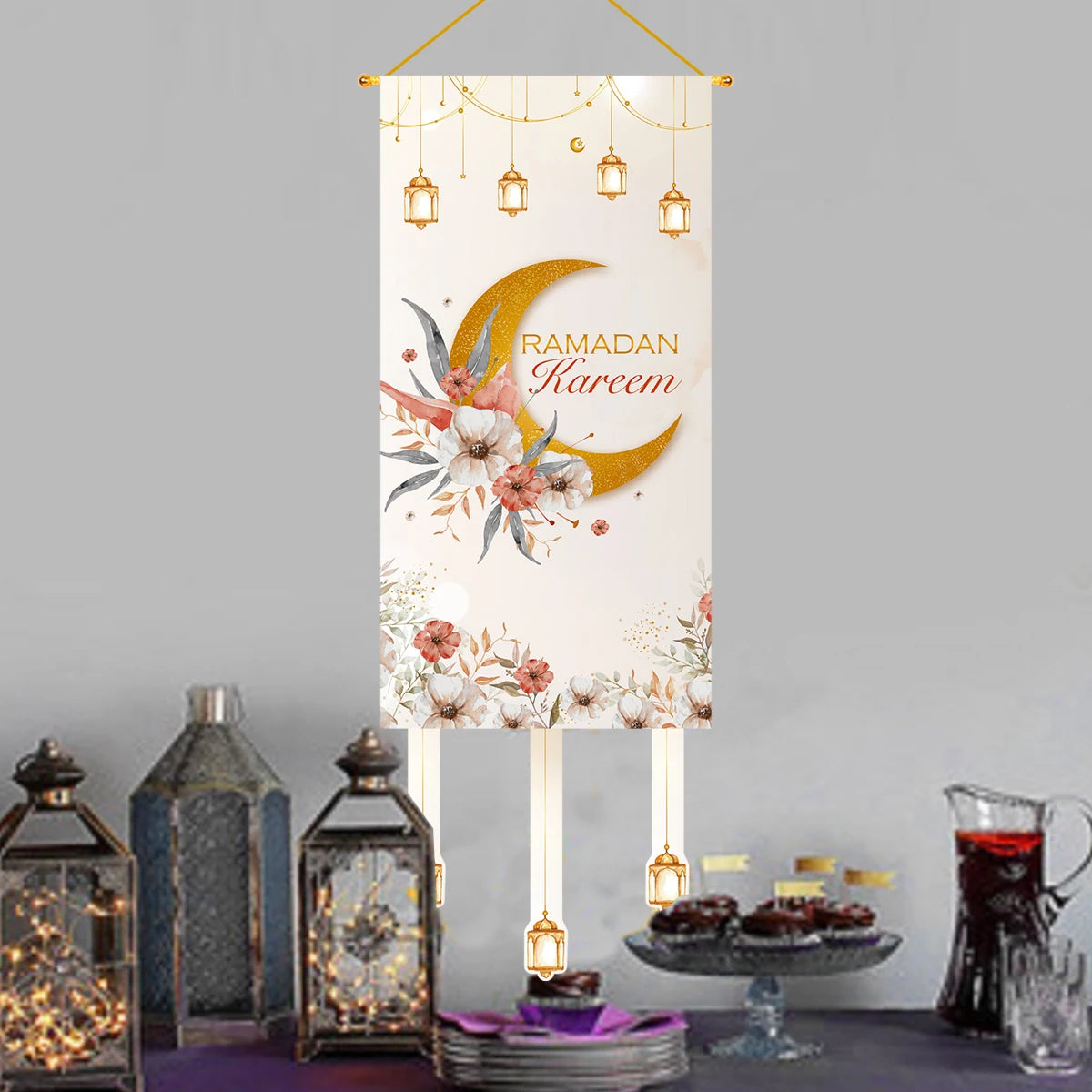 Ramadan Decoration Hanging Flag Eid Mubarak Decor 2025 for Home Islamic Muslim Party Decor Ramadan Kareem Eid Al-Fitr Gift