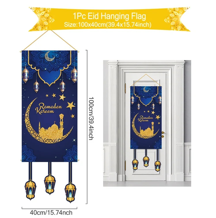 Ramadan Decoration Hanging Flag Eid Mubarak Decor 2025 for Home Islamic Muslim Party Decor Ramadan Kareem Eid Al-Fitr Gift