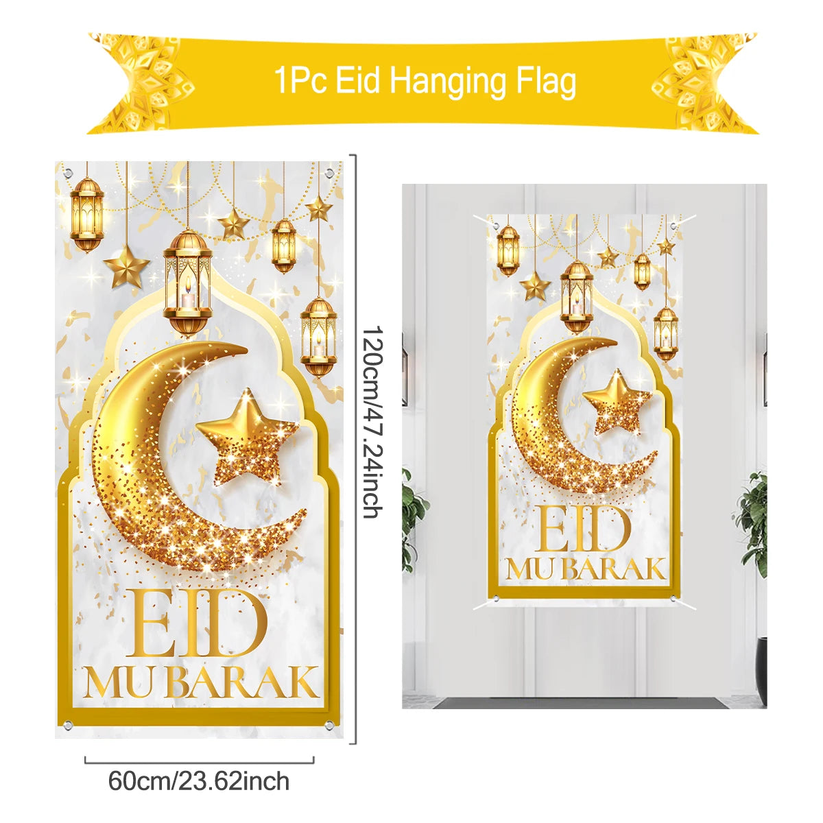 Ramadan Hanging Flag Ramadan Decoration For Home 2024 Kareem Aid EID Mubarak Muslim Islamic Festival Eid Al-fitr Party Supplies