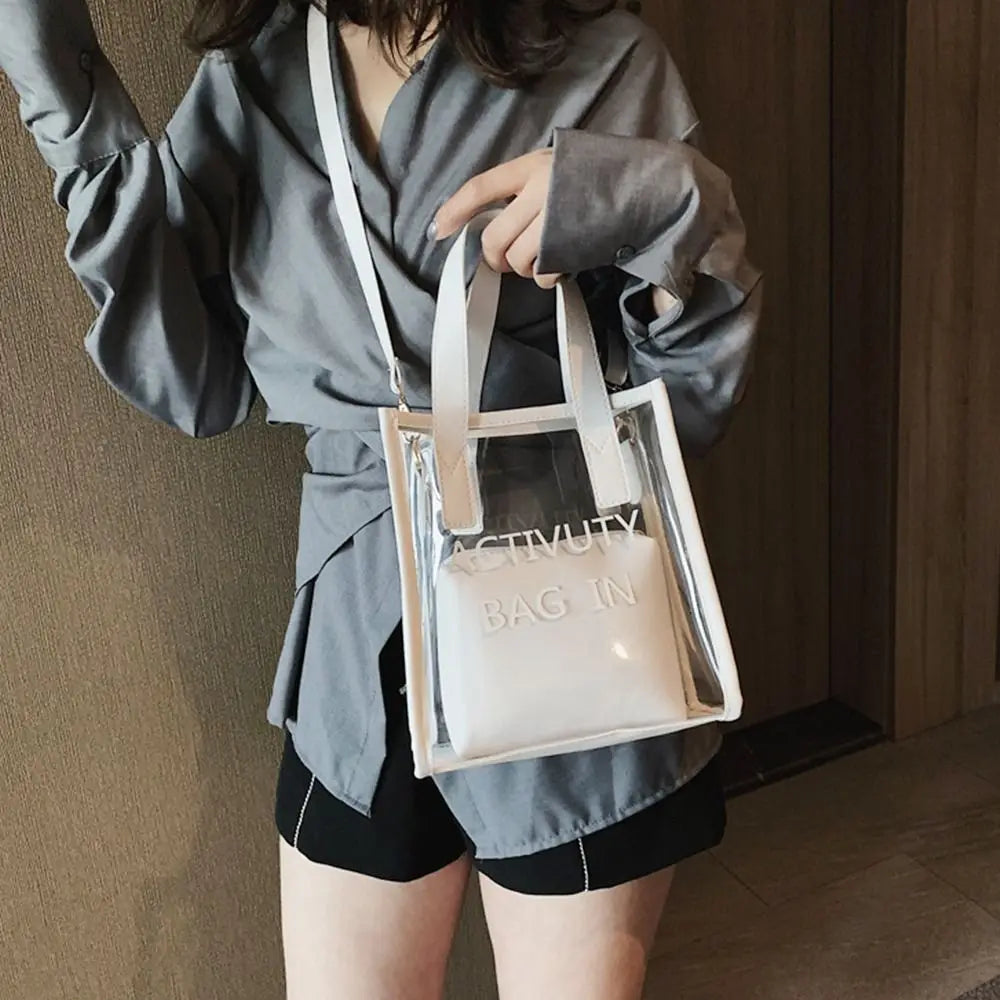 PVC Jelly Bag Women Transparent Handbags Summer Beach Clear Shoulder Bags Fashion Crossbody Bags