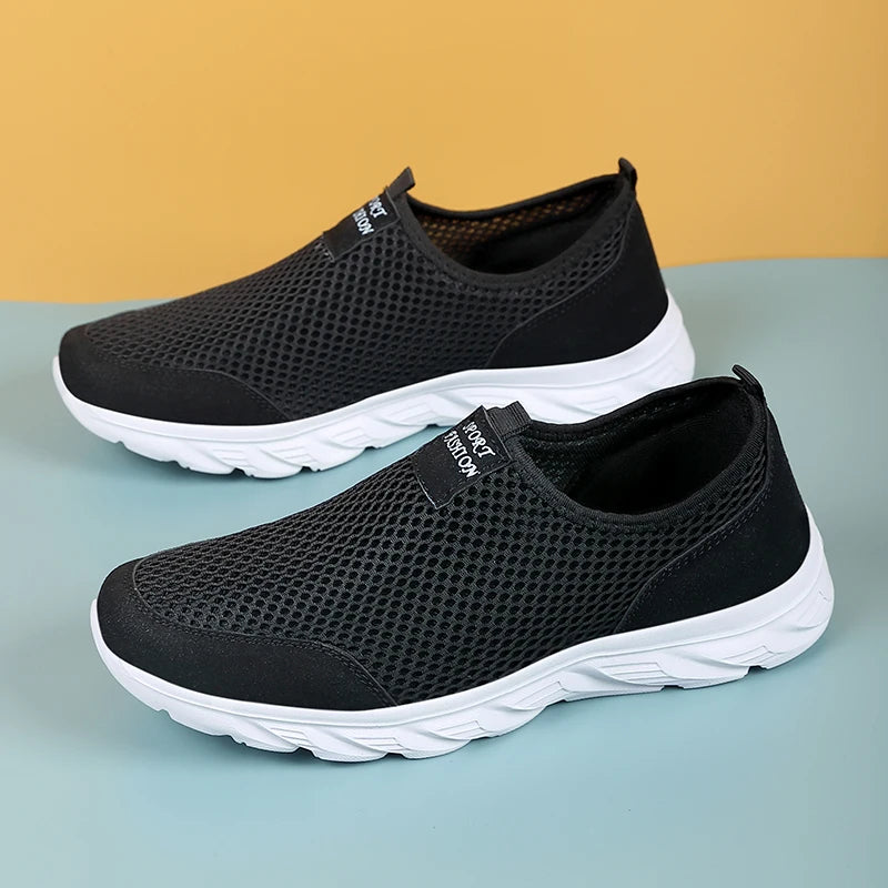 Breathable Summer Sneakers Men Casual Sport Shoes Light Weight Mesh Footwear For Running Slip On Walking Shoes