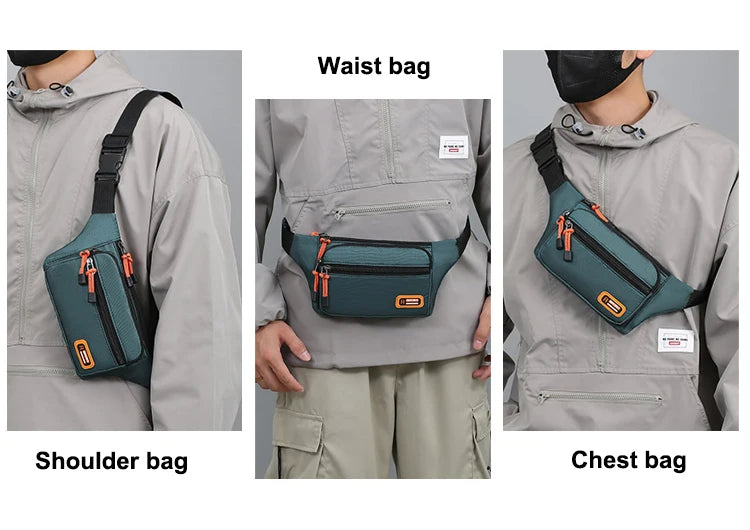 Waterproof Men Waist Bag Fanny Pack Fashion Running Chest Bag Unisex Sling Crossbody Bag Casual Hip Belt Bag men Waist Packs