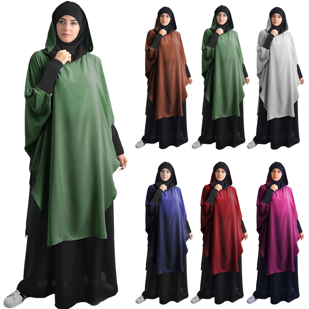 Eid Hooded Muslim Women Hijab Dress Prayer Garment Long Khimar Robe Abaya Full Cover Ramadan Gown Abayas Islamic Burka Niqab