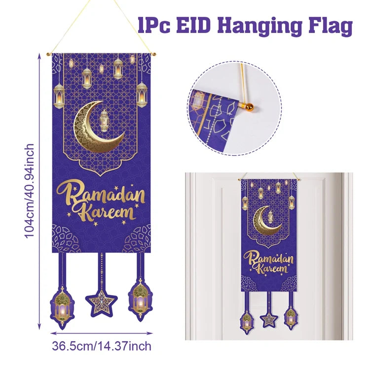 Ramadan Decoration Hanging Flag Eid Mubarak Decor 2025 for Home Islamic Muslim Party Decor Ramadan Kareem Eid Al-Fitr Gift