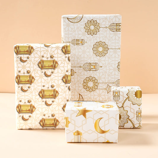 Eid Mubarak Kraft Wrapping Paper Eid Ramadan Kareem Decoration For Home 2025 Islamic Muslim Party Supplies Gifts Eid Al-Fitr