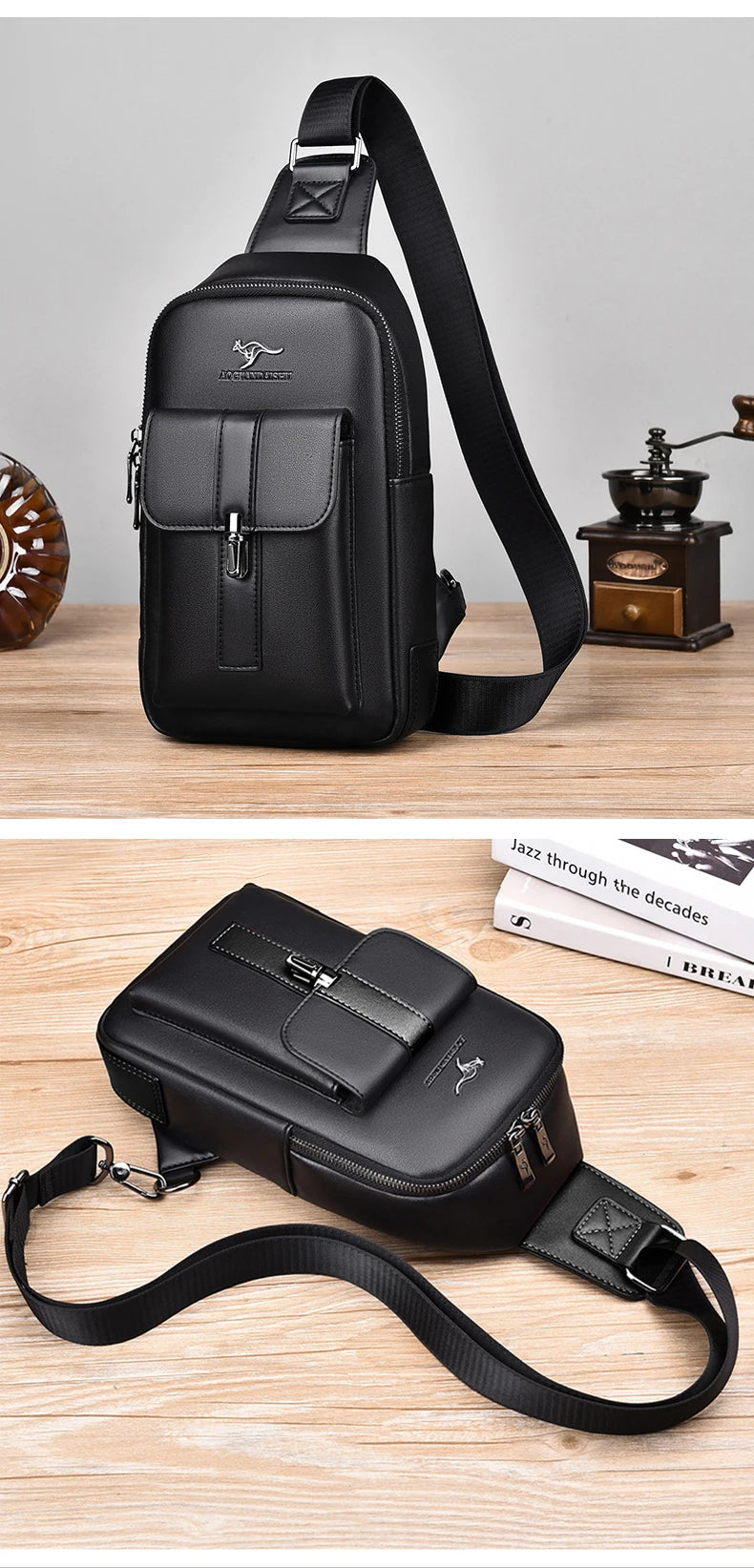 Luxury Brand Man Chest Bag Leather Messenger Bag Male Business Crossbody Bags For Men Sling Bag Black Brown Casual Man Chest Bag