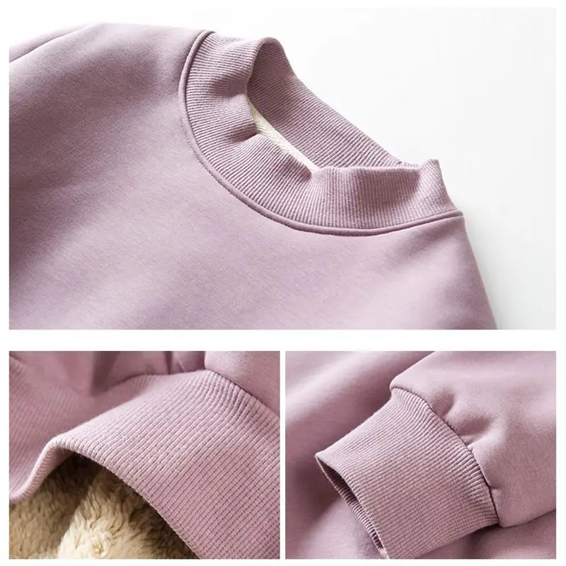 Fleece Pullover Sweatshirts For Women Autumn Turtleneck Long Sleeve Basic Solid Plus Velvet Thickened Sweater Female Clothes