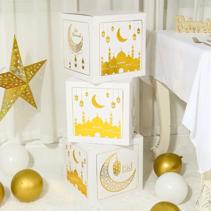 Eid Letter Box White Gold Bronze Eid Mubarak Ramadan Kareem Gift Islam Muslim Party Supplies Ramadan Decoration For Home 2025