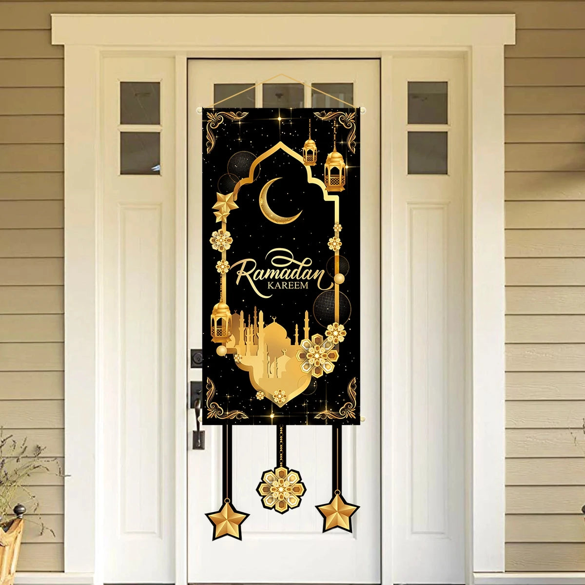 Ramadan Kareem Hanging Flag Ramadan Decoration For Home 2025 EID Mubarak Muslim Islamic Festival Party Supplies Eid Al-fitr Gift