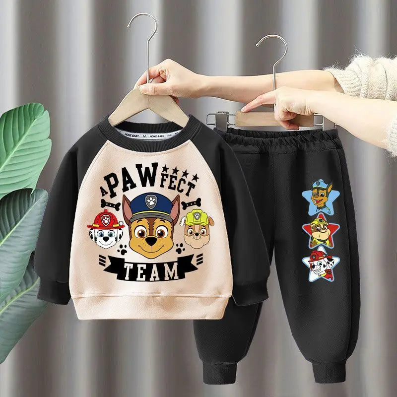 Autumn Winter Baby Girl Boy Clothes Set Children Cartoon Printing Sweatshirt Top and Pants Bottom 2 Piece Suit Cotton Tracksuit