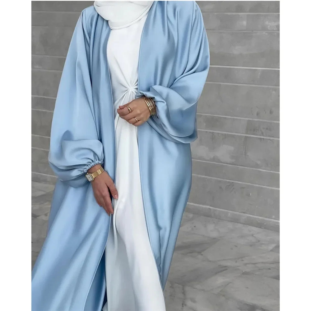 Eid Open Abaya Dubai Muslim Hijab Dress Bubble Sleeve Summer Turkey Abayas for Women Islamic Clothing Kimono Femme Musulmane