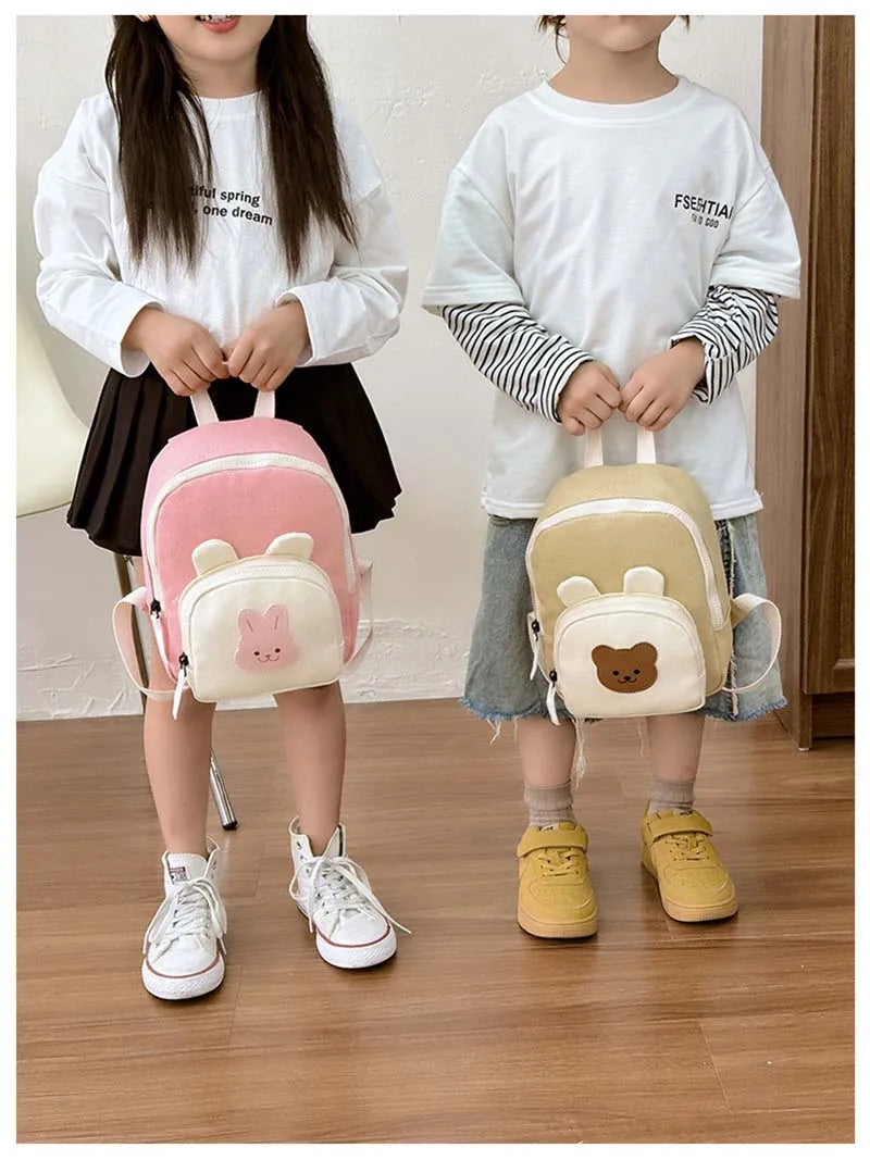 Korean Canvas Kids Backpack Kawaii Children's Handbags for Girl Kindergarten Boy Schoolbag Cartoon Bear Bunny Toddler Bag 2023