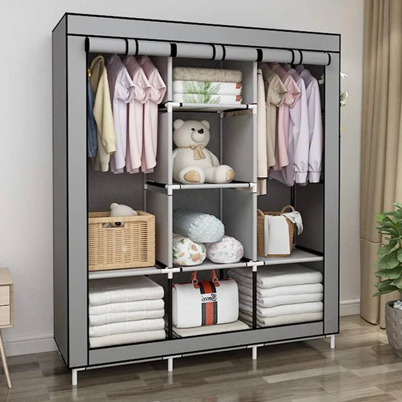 LEEGOHOME Portable Closet Large Wardrobe Closet Clothes Organizer with 6 Storage Shelves, 4 Hanging Sections 4 Side Pockets