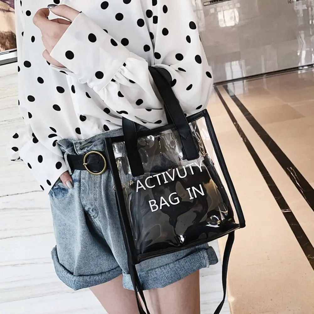 PVC Jelly Bag Women Transparent Handbags Summer Beach Clear Shoulder Bags Fashion Crossbody Bags