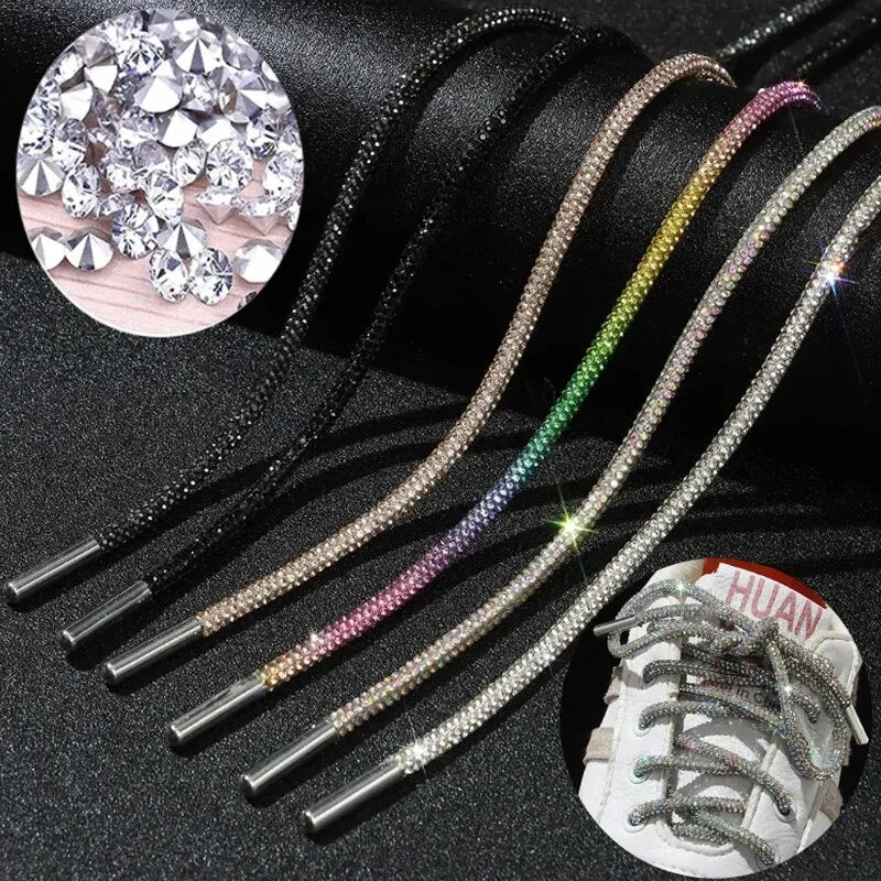 1 Pcs Rhinestone Shoe Lace Luxury Diamond ShoeLace Bright String Cross Braiding Strap DIY Drawstring