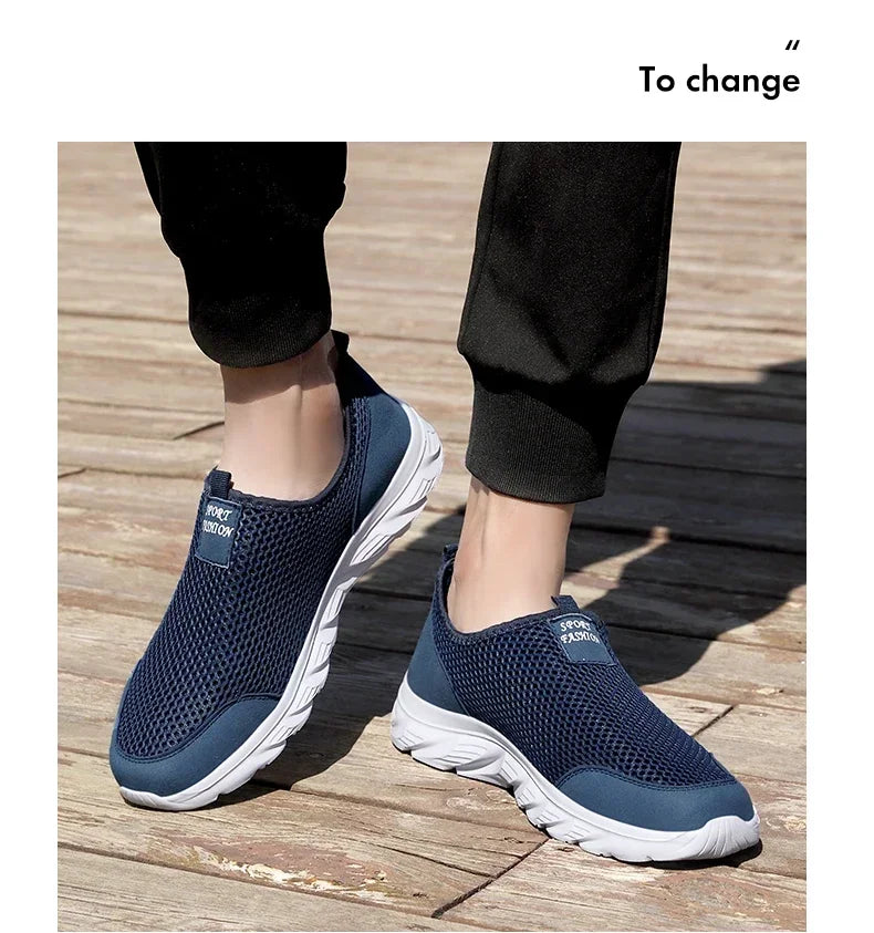 MAEDEF Sneakers Men Summer Casual Shoes Men Mesh Breathable Outdoor Non Slip Sports Shoe Slip on Loafers for Men Plus Size 38-46