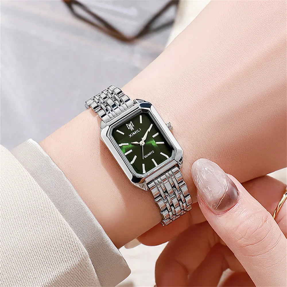 YIKAZE Luxury Women Watch Fashion Stainless Steel Ladies Business Watches Classic Square Quartz Watch Female Student Wristwatch