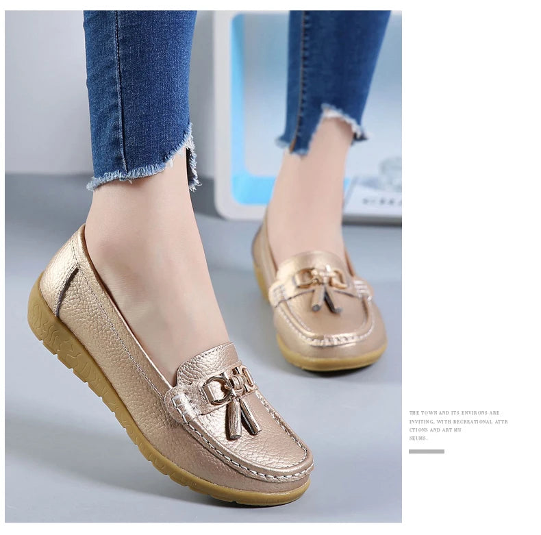 Women Flats Leather Woman Casual Shoes outdoors Slip-on Loafers Female Boat Shoes Fashion Comfortable Ballet Flat Big Size