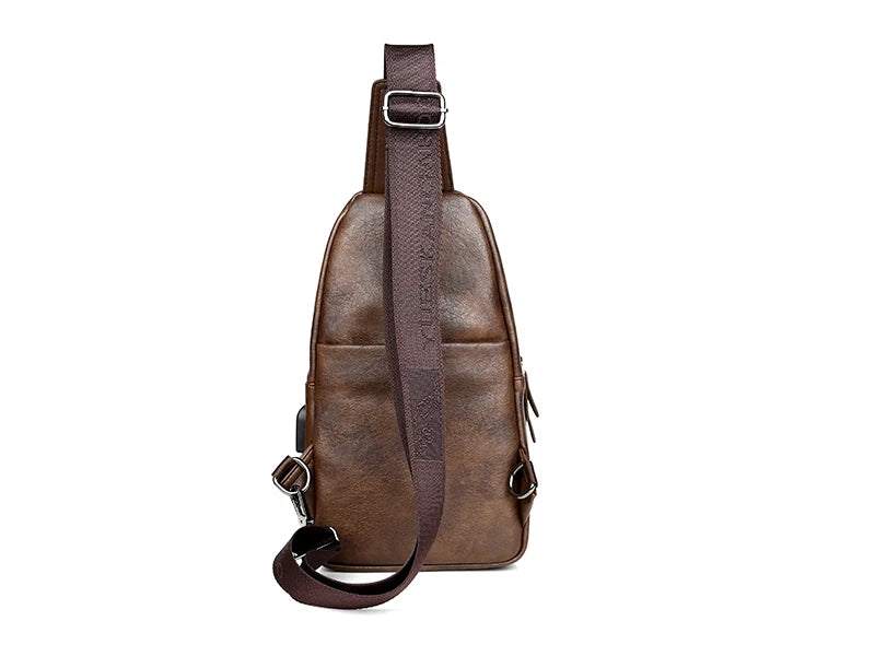 Kangaroo Luxury Brand Men Chest Bag Leather Messenger Crossbody Bag Black Brown Chest Pack Vintage Casual Men Shoulder Bags