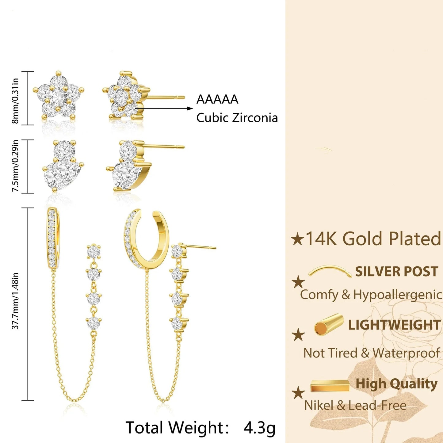 Zircon Jewellery Women Chain Dangle Earrings Trendy Earrings 2024 Earring Set Luxury Quality Jewelry Women's New Hoop Christmas