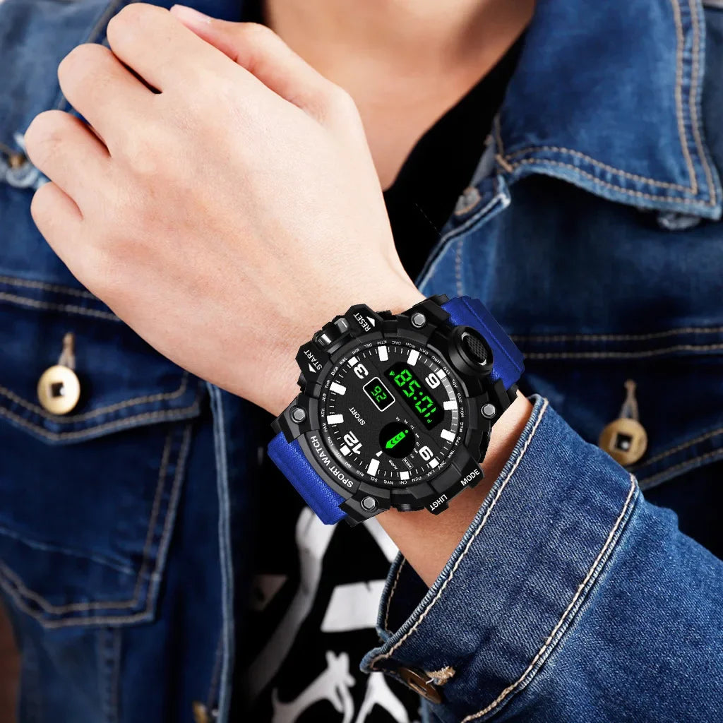 YIKAZE Y02 Sports Men's Watches Multifunction Military Digital Wristwatch Stopwatch Clock LED Electronic Watch for man Student