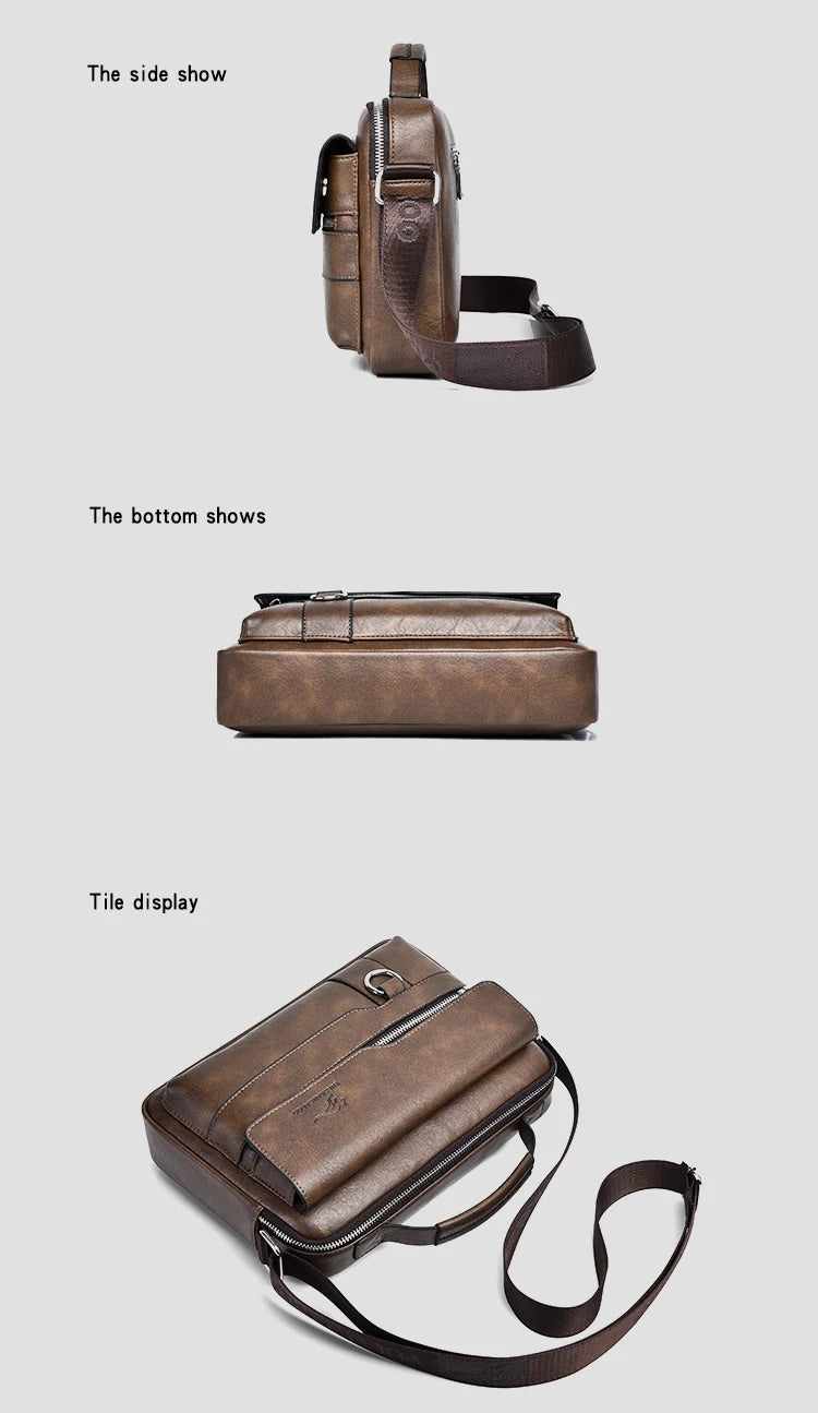 Luxury Kangaroo Brand Messenger Bags Men Leather Casual Crossbody Bag For Men Brown Black Business Shoulder Bag Male Handbags